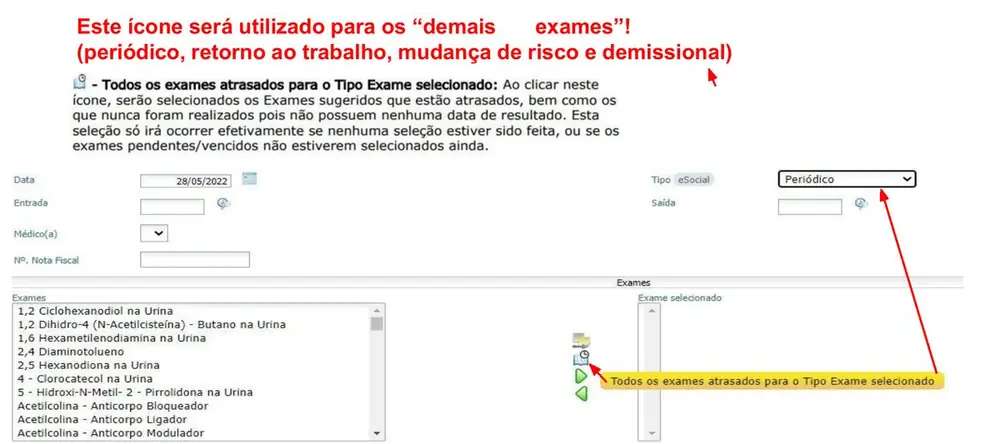 Ícone Todos os exames atrasados para o tipo Periódico